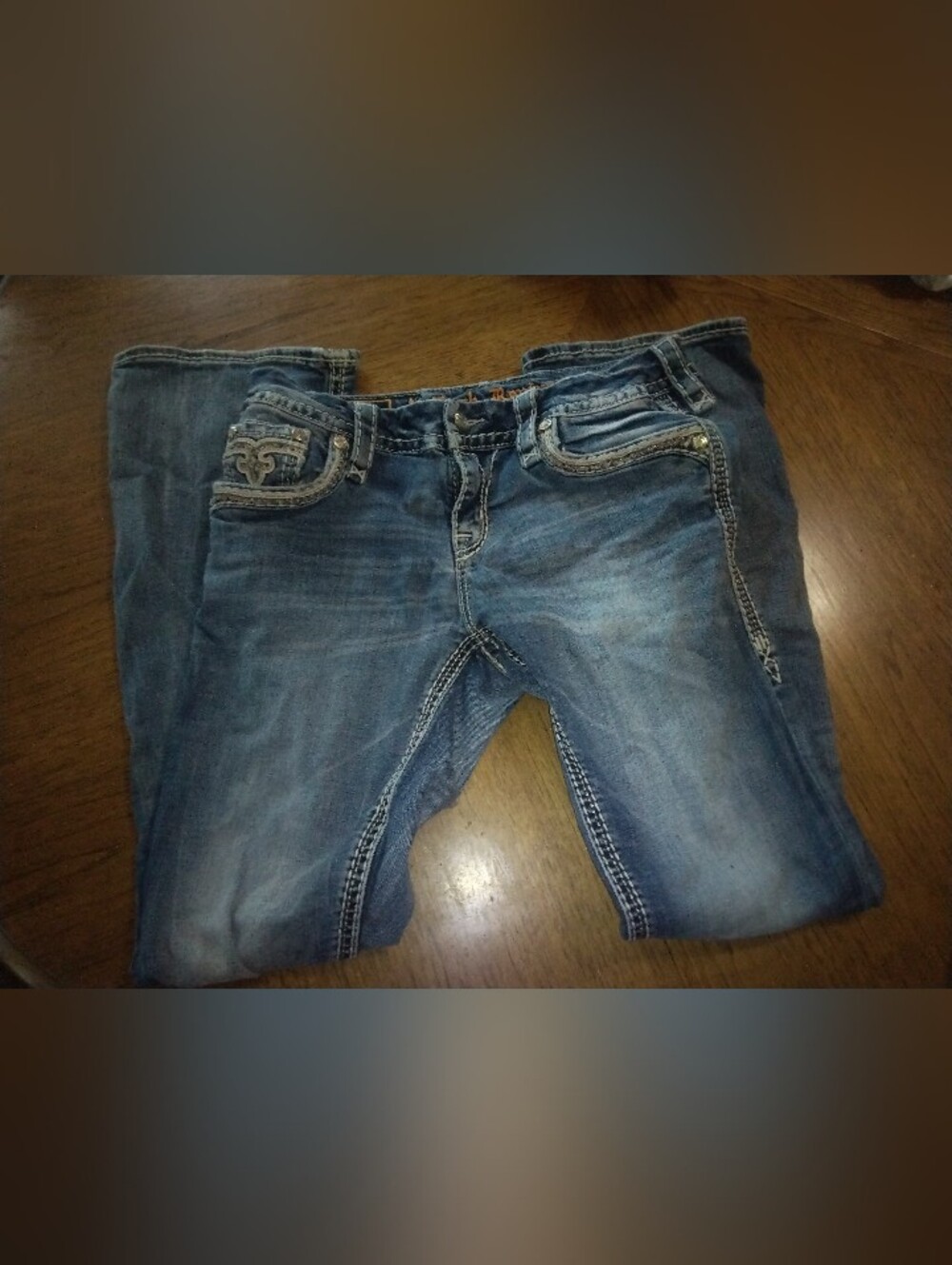 Rock Revival Distressed Medium Blue Bootcut Jeans
